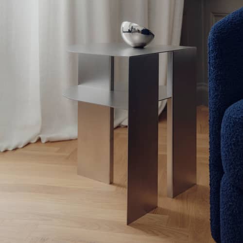 Table d\'appoint Rand métal / 40 x 40 x H 48,4 cm - NEW WORKS - Acier - Acier