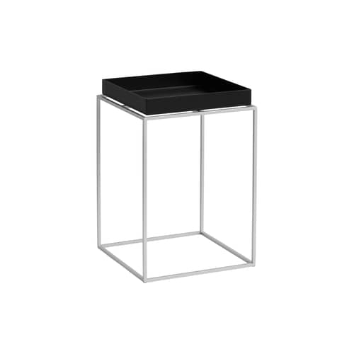 Table d\'appoint Tray Small Silicon High / 30 x 30 x H 44 cm - Hay - Noir - Acier revêtu de silicone, Acier thermolaqué
