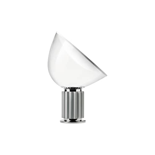 Taccia LED (1962) Table lamp glass silver Table lamp - Flos - Anodized - Aluminium, Mouth blown glass