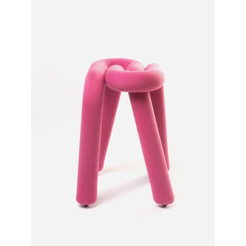 Tabouret rembourré Bold rembourré / Tissu - Moustache - Rose - Acier, Mousse, Tissu