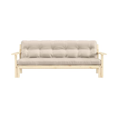 Schlafcouch Unwind holz beige / L 218 cm - KARUP DESIGN - Beige 747 / Hellbeige Pinie - FSC-zertifiziertes Massivholz Kiefer, Gewebe, Recycelte Mischfasern, Schaumstoff