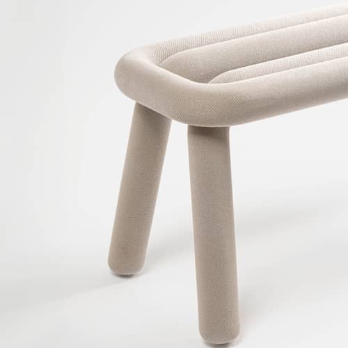 Banc rembourré Bold Sparkling tissu gris / Scintillant - L 100 cm - Moustache - Gris scintillant - Acier, Mousse, Tissu
