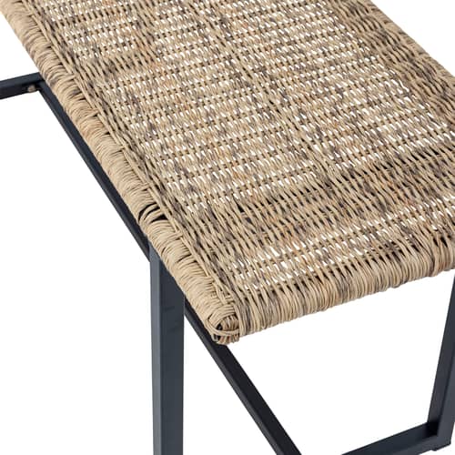 Banc Adilly / L 114 cm - Bloomingville - Naturel / Noir - Fer thermolaqué, Polyrotin