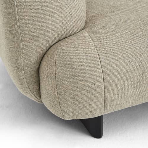 Canapé droit Quilton Lift tissu gris / 2 places - L 214 cm - Matelassé - Hay - Gris (tissu Tadao720) / Chêne noir -  Ouate, Bois, Chêne, Mousse PU, Tissu
