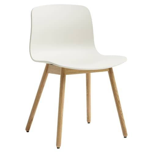 Chaise  About a chair AAC12 plastique beige / Recyclé - Hay - Crème / Chêne verni mat - Chêne massif, Polypropylène recyclé