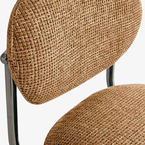 Chaise rembourrée Amberta tissu marron - NV GALLERY - Marron (tweed) - Acier inoxydable chromé, Mousse haute densité, Tissu Tweed