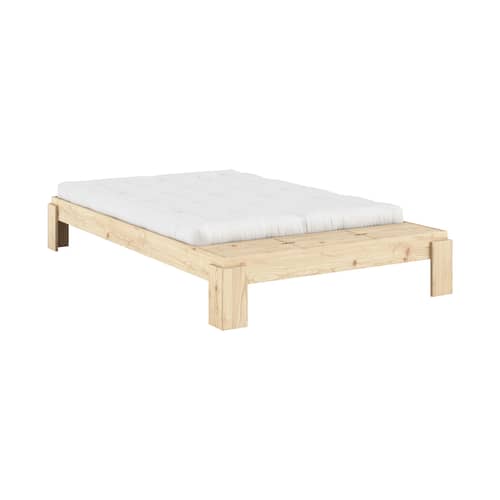 Doppelbett Layers holz natur / Für Matratze 140 x 200 cm - Mit Bank-Kiste - KARUP - Für Matratze 140 x 200 cm - FSC-zertifiziertes Massivholz Kiefer