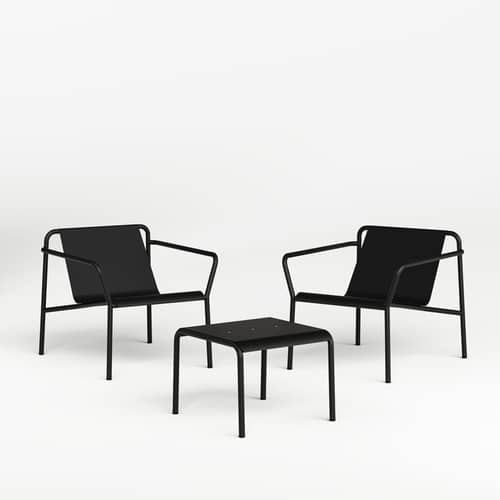 Fauteuil bas Panorama métal noir - TIPTOE - Noir Graphite - Acier thermolaqué