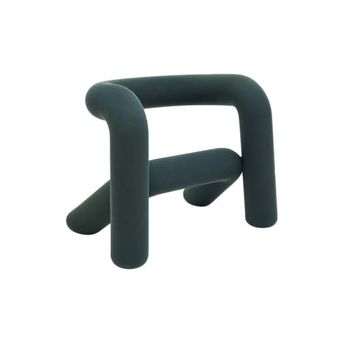 Fauteuil rembourré Extra Bold / Kvadrat - Moustache - Vert-bleu (tissu Kvadrat) - Acier, Laine, Mousse