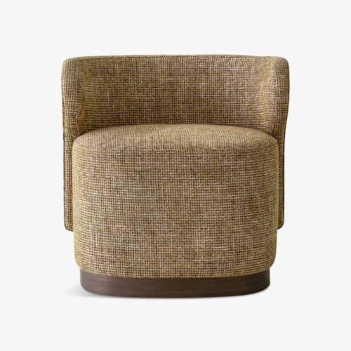 Gepolsterter Sessel Giulio textil braun - NV GALLERY - Karamel / Holz dunkel - FSC-zertifiziertes Holz, High Density-Schaum, Tissu Tweed