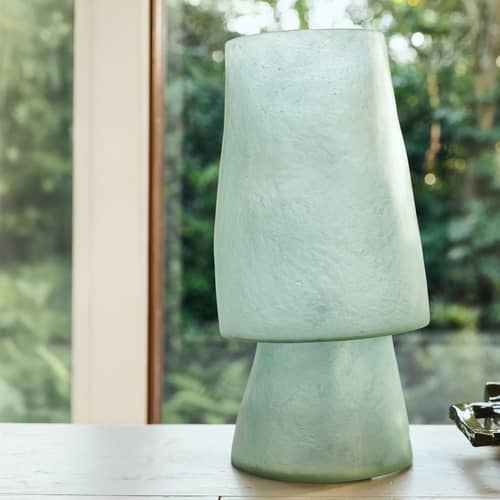 Lampada da tavolo  corian blu / H 51.5 cm - Fibra di vetro - HK LIVING - Blu - Fibra di vetro