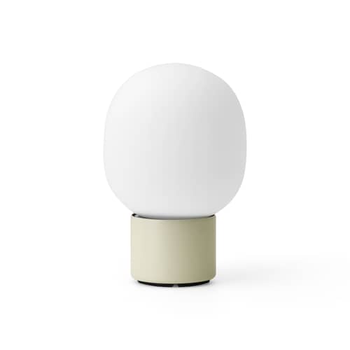 Lampe sans fil rechargeable JWDA métal verre blanc /  Ø 14,5 x H 21,5 cm - Audo Copenhagen - Blanc albâtre - Acier, Verre soufflé bouche