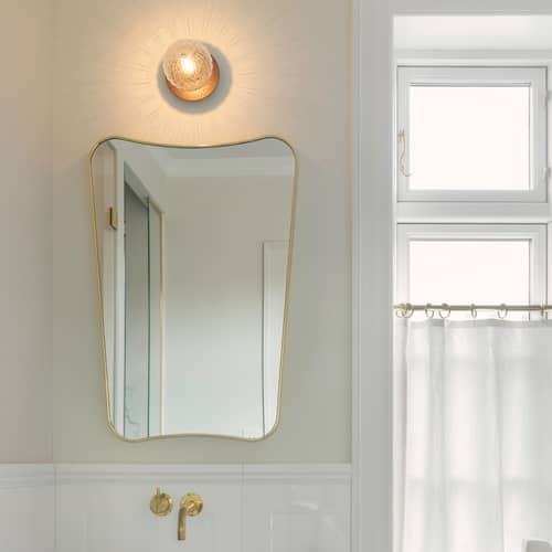 Bad-Wandlampe Liila 1 Small glas braun / Deckenleuchte - Ø 12 cm / Facettiertes Glas - NUURA - Bronze dunkel / Transparent - Aluminium, mundgeblasenes Glas
