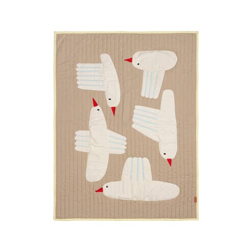 Plaid per bambini Bird Quilted tessuto beige trapuntato / Tappezzeria da muro - 80 x 110 cm / Cotone bio - Ferm Living - Plaid / Sabbia - Cotone organico, Poliestere riciclato