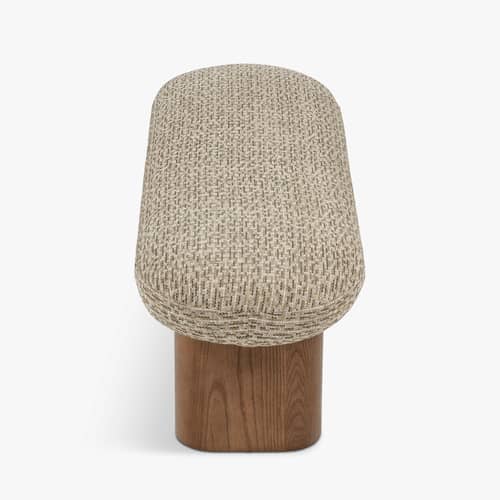 Panca imbottita Popa tessuto verde / L 132,5 cm - NV GALLERY - Verde salvia / Noce - Espanso, Frassino massello tinto, Tissu Tweed