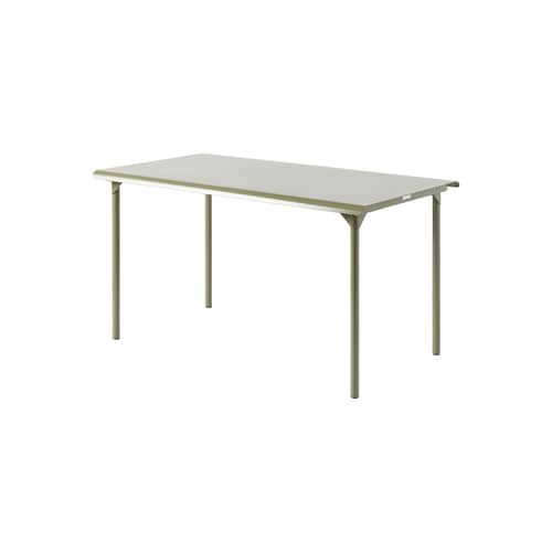 Patio Rectangular table metal green / 140 x 80 cm - Sheet metal - Tolix - Green Cane - Stainless steel