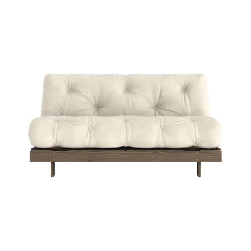 Divano convertibile Roots legno bianco / L 160 cm - 3 posizioni / Struttura marrone - KARUP - Lino 914 / Legno marrone - Espanso, Fibre riciclate miste, Pino massello certificato FSC laccato, Tessuto