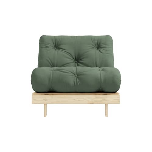 Dormiente Roots legno verde / Dormiente e letto occasionale - 3 posizioni / Struttura in Pino Chiaro - KARUP DESIGN - Verde oliva 756 / Pino chiaro - Espanso, Fibre riciclate miste, Pino massello certificato FSC, Tessuto