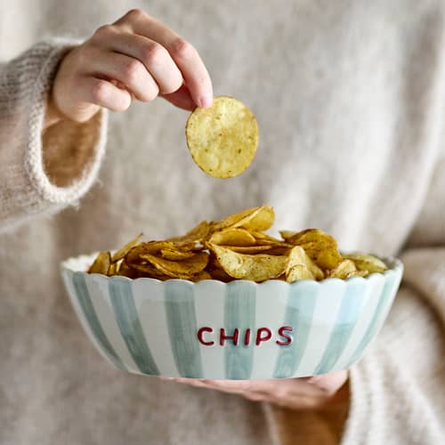 Chip - Chips Salad bowl ceramic blue / Ø 24 x 7 cm - Bloomingville - Chips / Blue / Ø 24 x H 7 cm - Sandstone