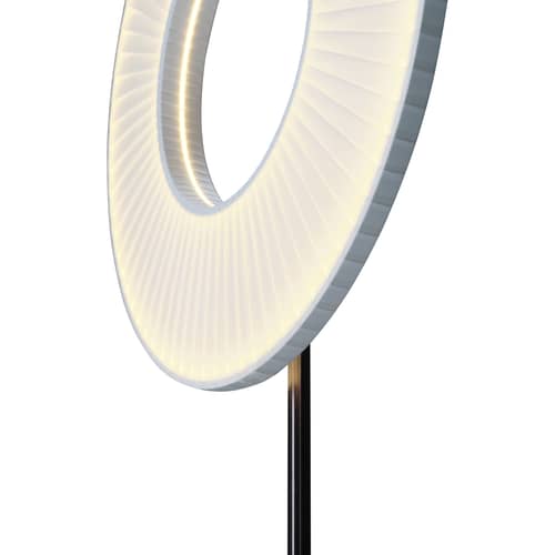 Stehleuchte Iris Totem textil weiß / LED - Ø 60 cm - Dix Heures Dix - Weißer Marmor / Weißer Stoff - Aluminium, Marmor, Plissiertes Acrylgewebe, Stahl