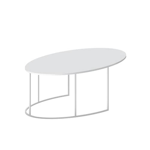 Table basse Slim Irony ovale métal blanc / 70 x 42 H 29 cm - Zeus - Blanc - Acier