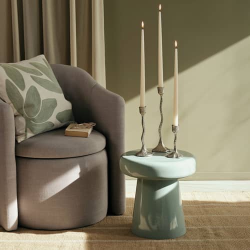 Table d\'appoint Jelly métal vert / Ø 36 x H 36 cm - BROSTE COPENHAGEN - Vert sauge - Fer émaillé