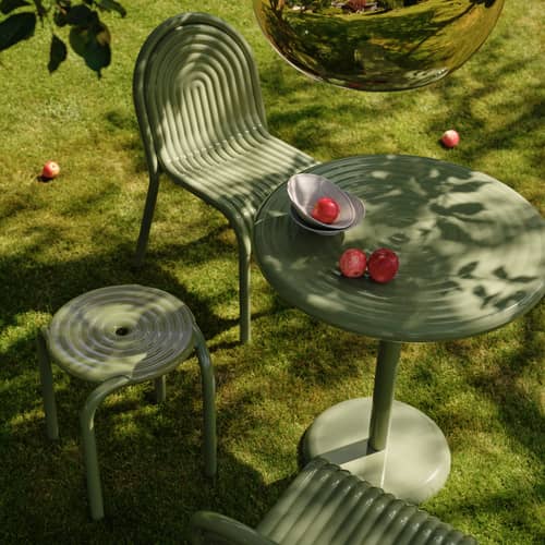 Table ronde Groove métal vert / Ø 70 cm - Tom Dixon - Vert mousse - Aluminium