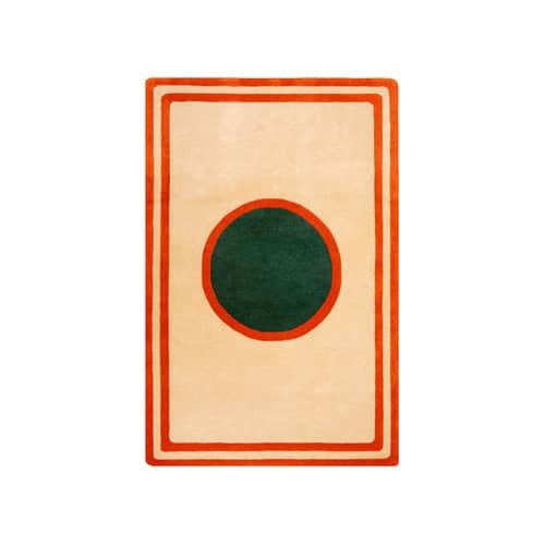 Teppich Tennis Court textil orange / 180 x 120 cm - Getuftete Wolle, handgetuftet - COLORTHERAPIS - 180 x 120 cm / Orange, Grün - Wolle aus Neuseeland
