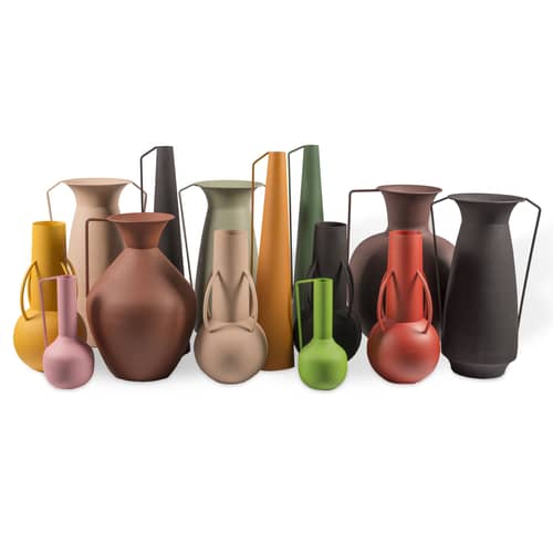 Set de 4 vases Roman métal / Usage décoratif seulement - Pols Potten - Tons verts - Fer laqué