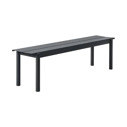 Banc Linear métal noir / L 170 cm - Muuto - Noir - Acier revêtement poudre
