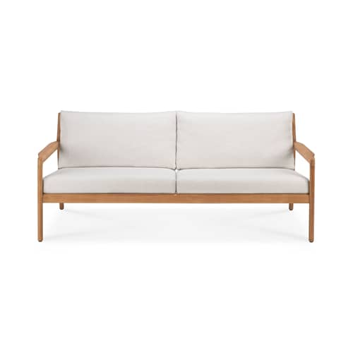 Canapé de jardin 2 places Jack Outdoor tissu bois blanc / L 180 cm - Teck - Ethnicraft - Blanc cassé - Mousse, Teck massif, Tissu polypropylène
