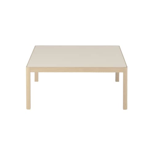 Workshop Coffee table plastic material grey natural wood / 86 x 86 x H 38 cm - Linoleum - Muuto - Grey linoleum / Natural oak legs - Linoleum, Solid oak
