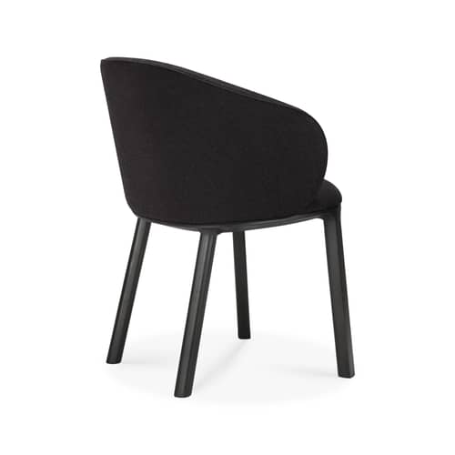 Fauteuil rembourré Unda tissu noir - Ethnicraft - Charbon / Chêne noir - Chêne massif, Mousse haute densité, Tissu polyester
