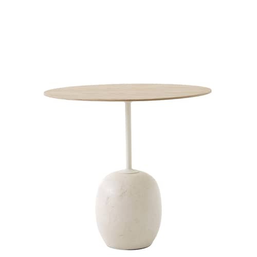 Guéridon Lato LN9 marbre bois naturel / Marbre & bois - 50 x 40 x H 45 cm - &tradition - Plateau chêne / Marbre crème - Acier laqué, Contreplaqué de chêne, Marbre