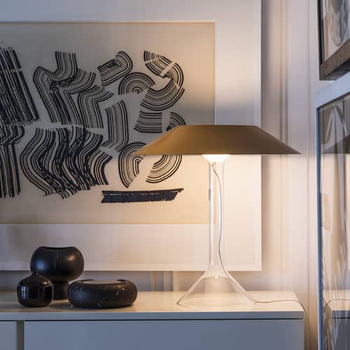 Lampe de table Chapeaux LED / Ø 44 x H 47 cm - Foscarini - Ocre - Acier peint, Verre borosilicaté