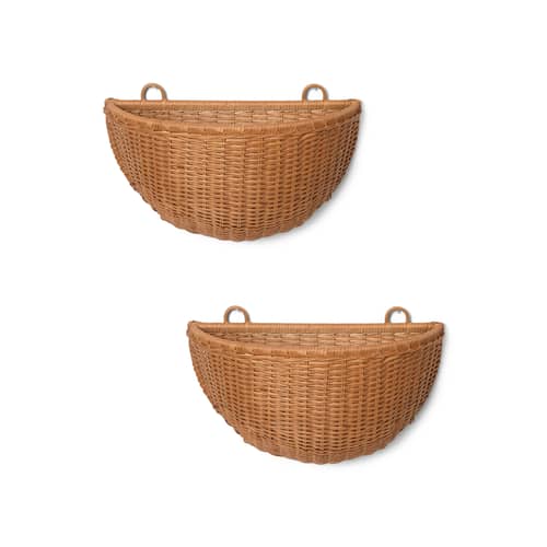 Portaoggetti da parete Braided fibre legno naturale / Set di 2 - Rattan / L 45 x H 29 cm - Ferm Living - rattan naturale - Rattan intrecciato
