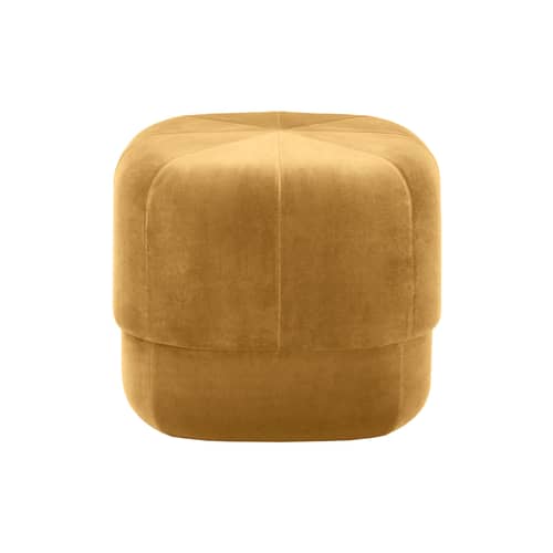 Pouf Circus Small tissu jaune / Ø 46 cm - Velours - Normann Copenhagen - Jaune moutarde - Bois, Mousse, Velours