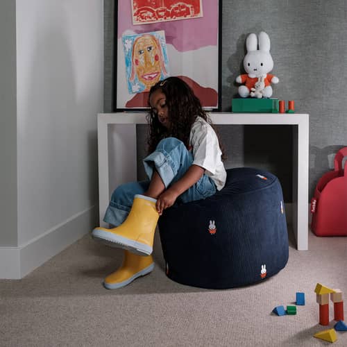 Pouf enfant Point Cord x Miffy / Velours côtelée recyclé -  Ø 50 cm - Fatboy - Bleu profond -  Micro-billes EPS, Velours côtelé recyclé