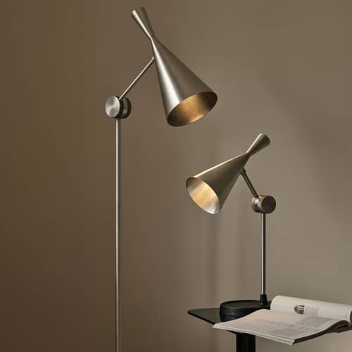 Unbeaten LED Table lamp metal silver - Tom Dixon - Natural aluminium - Cast iron, Spun aluminium