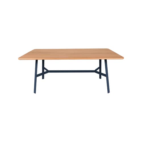 Table rectangulaire So\'O / 180 x 90 cm - 6 à 8 personnes - Fermob - Bleu Abysse / Chêne naturel - Acier, Chêne massif