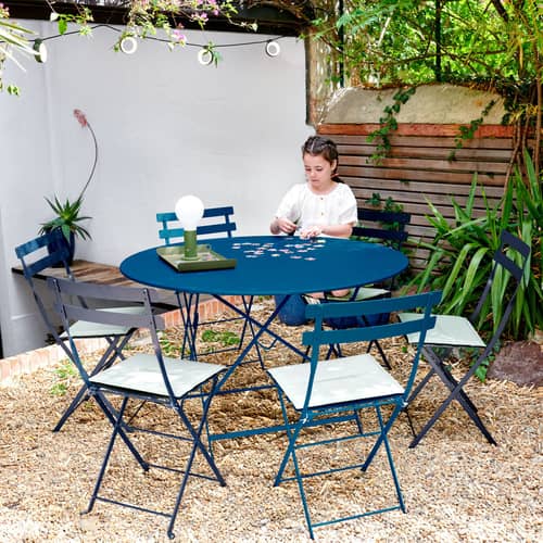 Table de bistro pliante 55x54x71cm Bois acacia solide et acier GHR15317