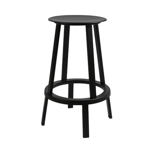 Tabouret haut pivotant Revolver métal noir / H 65 cm - Hay - Noir - Acier peinture époxy