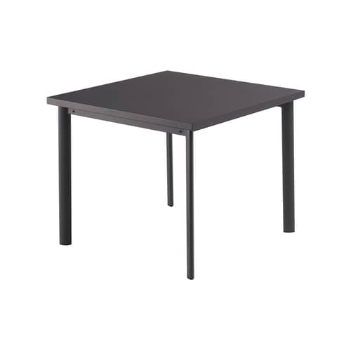 Tavolo quadrato Star metallo / 90 x 90 cm - Emu - Ferro antico opaco - Acciaio verniciato, Inox, Lamiera galvanizzata