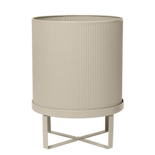 Vaso per fiori Bau Large metallo beige / Ø 28 cm - Metallo - Ferm Living - Beige Cashmere - Acciaio galvanizzato