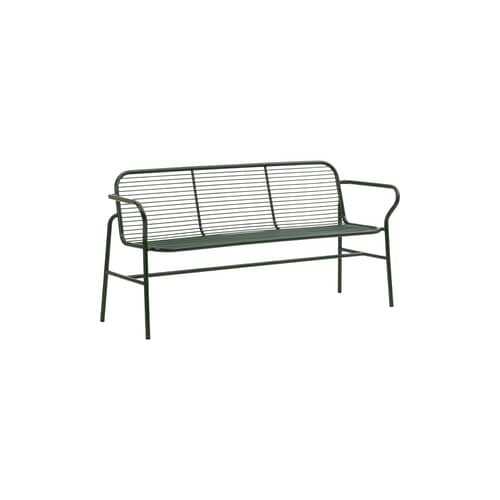 Panca con schienale Vig metallo verde / L 164 cm - Normann Copenhagen - Verde - Acciaio termolaccato
