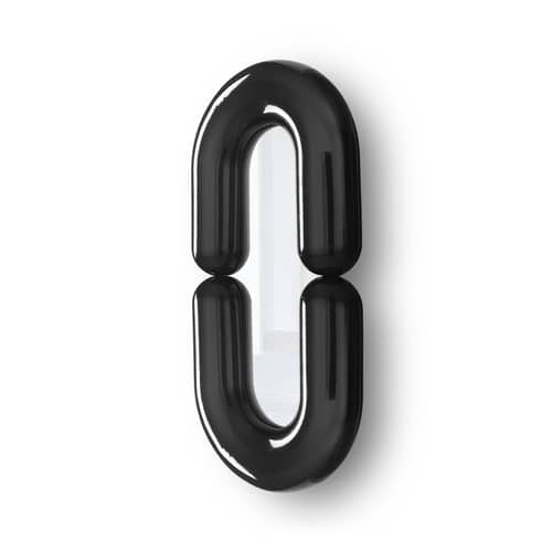 Wandspiegel Zodiac Bumper Large keramik schwarz / Keramik - L 55 x H 110 cm - Moustache - Schwarz - Glas, Keramik
