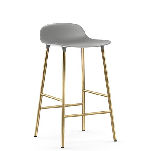 Tabouret de bar Form plastique gris / H 65 cm/ Modèle d\'exposition - Normann Copenhagen - Gris / Laiton - Acier plaqué laiton, Polypropylène