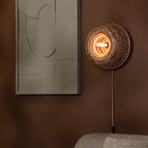 Applique avec prise Barbados / Ø 35 cm - Bambou - GOOD&MOJO - Marron & naturel - Bambou, Fer