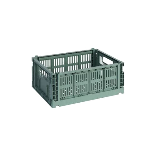 Colour Crate Basket plastic material green Medium / 26.5 x 34.5 cm - Recycled - Hay - Sage green - Recycled polypropylene