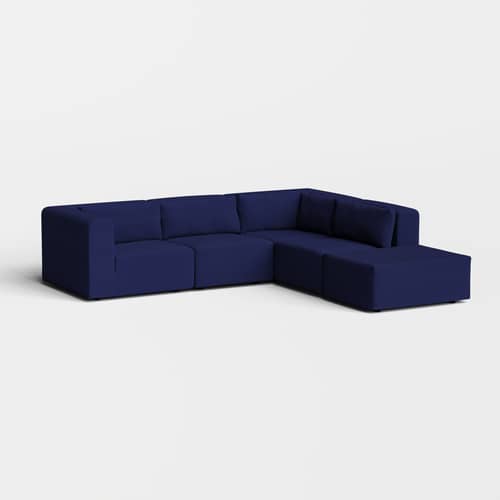 Pouf Bridge / Canapé modulable - TIPTOE - Bleu encre - Bois, Mousse, Tissu en laine